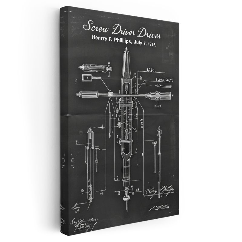 Tornavida Patenti - 1936 Teknik Çizim Kanvas Tablo