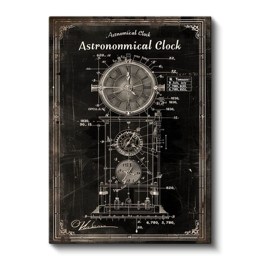 Astronomik Saat - Antik Zaman Ölçer Kanvas Tablo