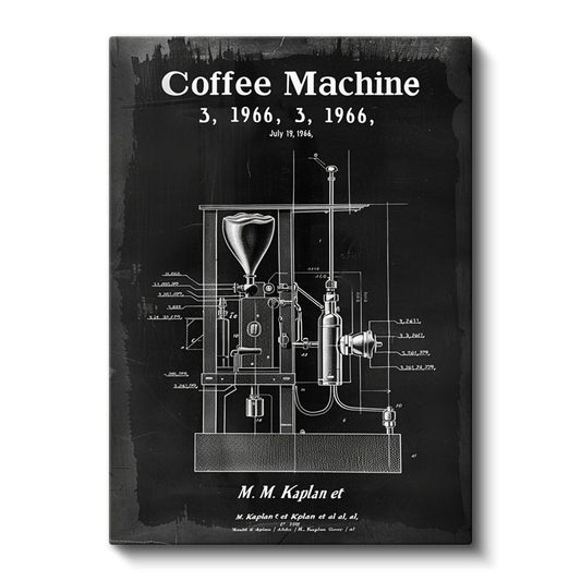 Kahve Makinesi - Retro İçecek Hazırlayıcı Kanvas Tablo