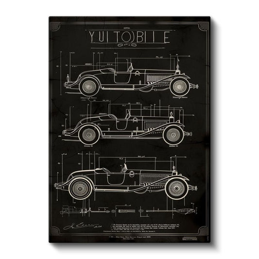 Antika Otomobil - Lüks Araç Şeması Kanvas Tablo