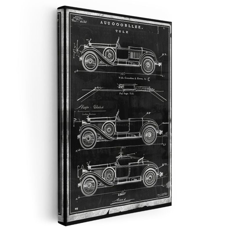 Klasik Otomobil - 1920'ler Araba Tasarım Patenti Kanvas Tablo