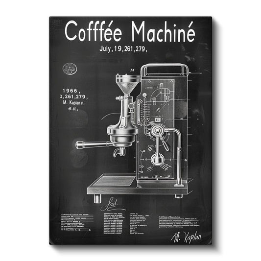 Kahve Makinesi - 1966 Vintage İcat Patent Çizimi Kanvas Tablo