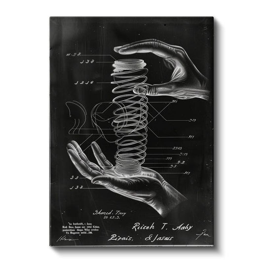 Yay Mekanizması - Endüstriyel Tasarım Patent Çizimi Kanvas Tablo