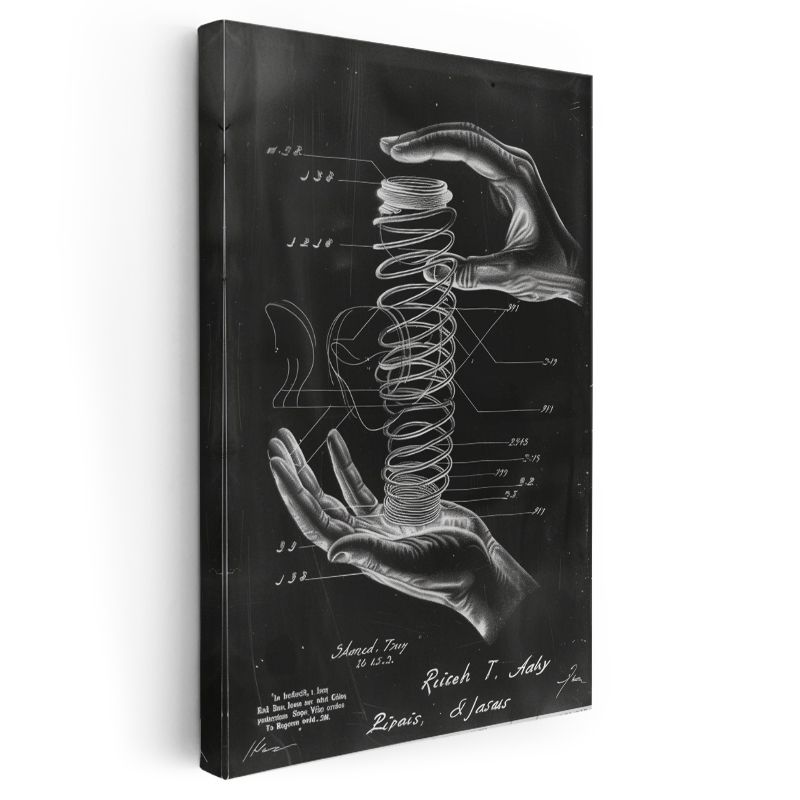 Yay Mekanizması - Endüstriyel Tasarım Patent Çizimi Kanvas Tablo