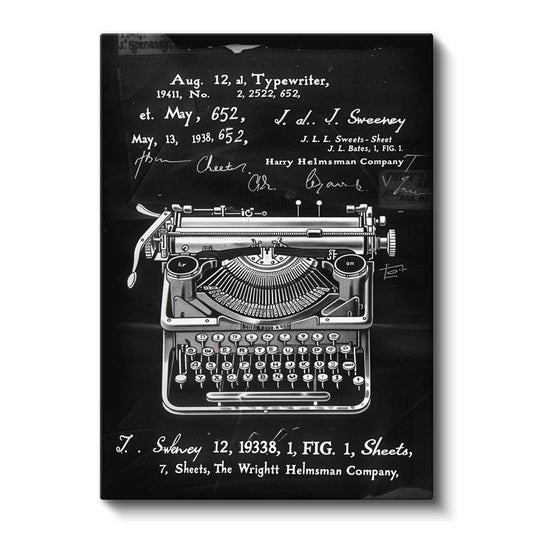 Klasik Daktilo - 1941 Patent Tasarımı Kanvas Tablo