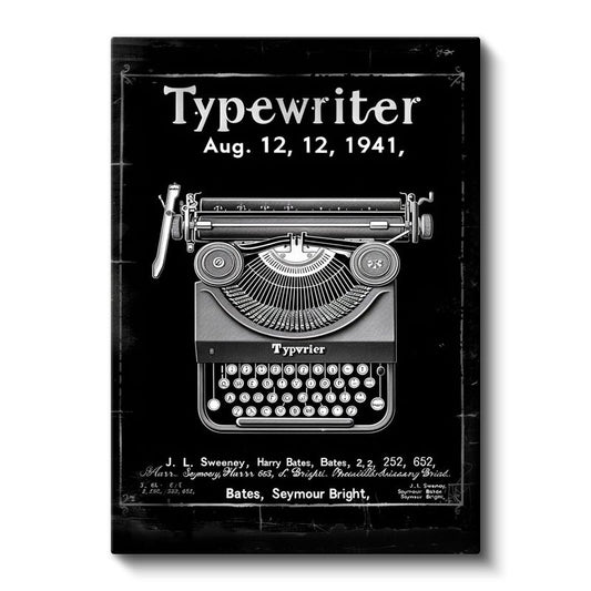 Vintage Daktilo - Retro Yazı Makinesi Patent Çizimi Kanvas Tablo