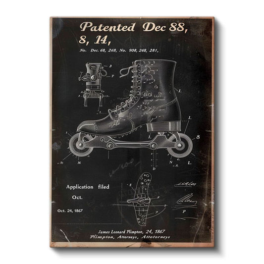 Paten Mekanizması - Klasik Tekerlekli Ayakkabı Patenti Kanvas Tablo