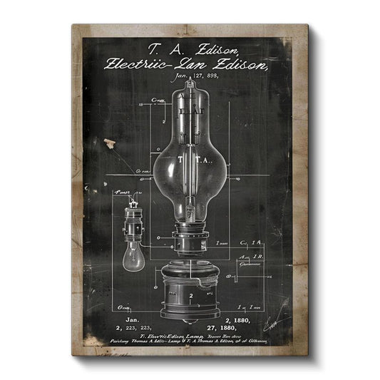 Edison Ampulü - 1880 Orijinal Elektrik Lambası Patenti Kanvas Tablo