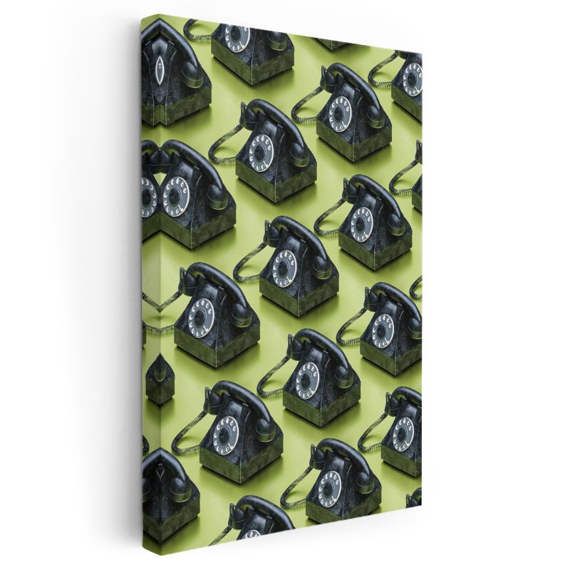 Retro Telefon Koleksiyonu - Klasik Çevirmeli Telefonlar Dizisi Kanvas Tablo