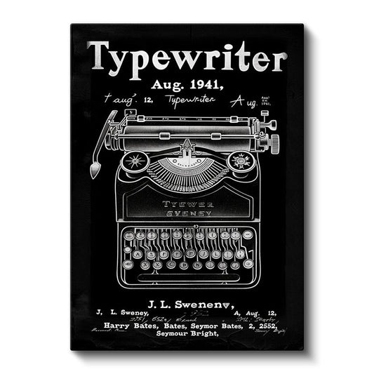 Daktilo Üstten Görünüm - 1941 Yazı Makinesi Tasarımı Kanvas Tablo