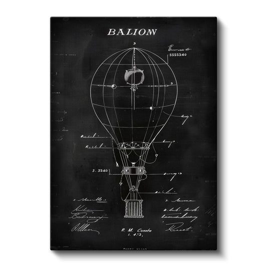 Sıcak Hava Balonu - Tarihi Uçuş Aracı Teknik Çizimi Kanvas Tablo