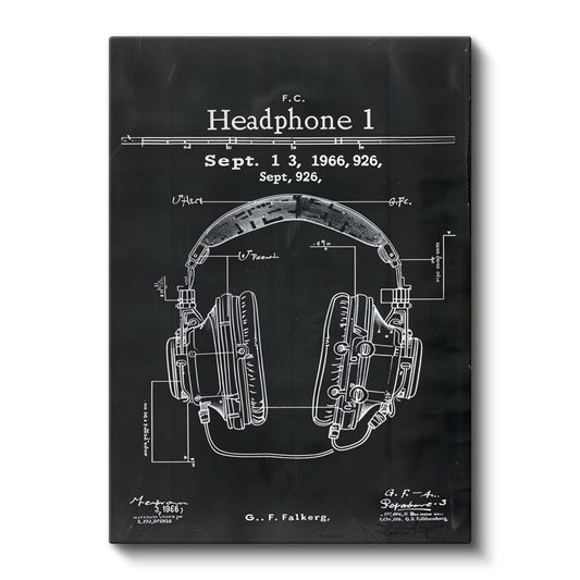 Kulaklık Patenti - 1966 Tarihli Retro Müzik Ekipmanı Kanvas Tablo