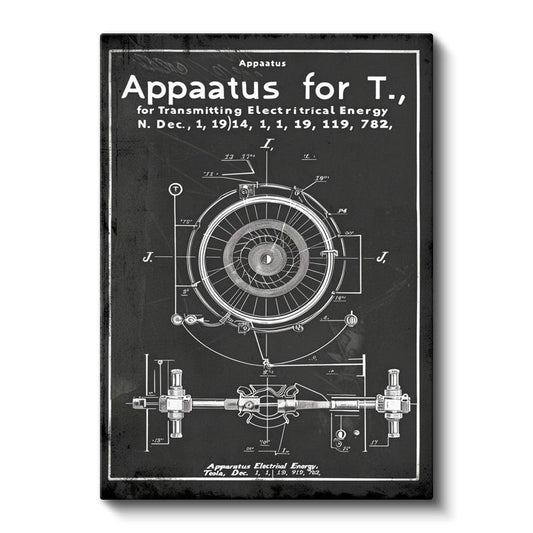 Tesla Bobini - Elektrik Enerjisi İletim Cihazı Patenti Kanvas Tablo