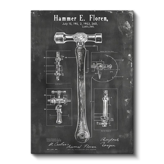 Çekiç Patenti - 1952 Tarihli Vintage El Aleti Tasarımı Kanvas Tablo