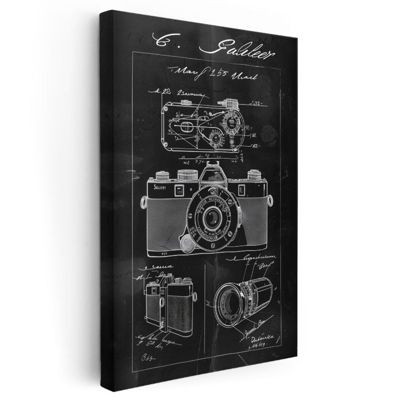 Fotoğraf Makinesi - Detaylı Teknik Çizim Kanvas Tablo