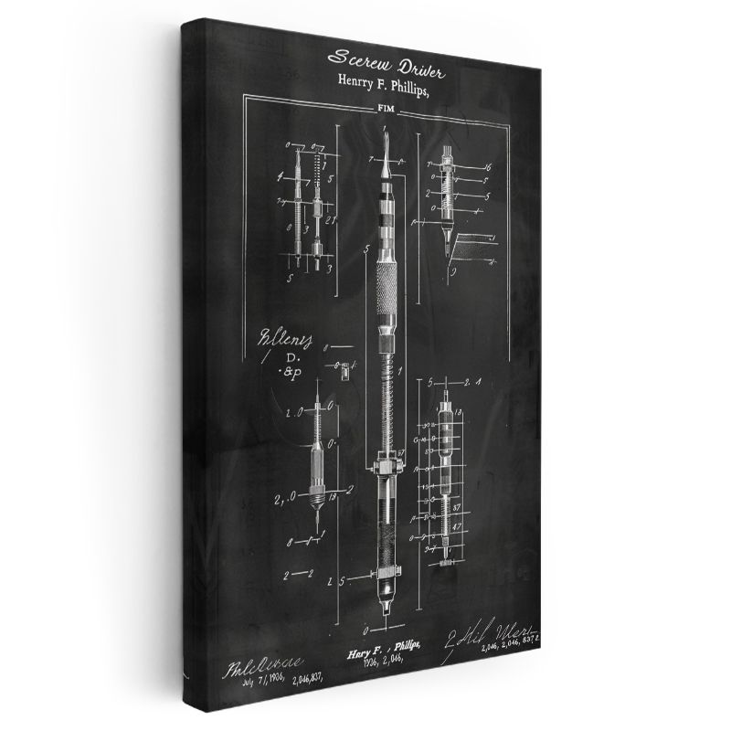 Tornavida Teknik Çizimi - Endüstriyel Tasarım Kanvas Tablo
