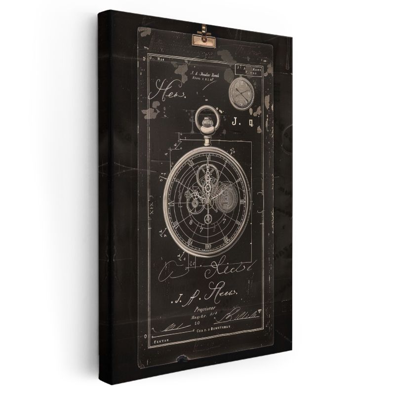 Cep Saati Mekanizması - Detaylı Kronograf Çizimi Kanvas Tablo