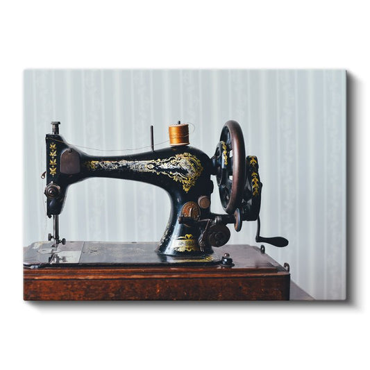 Antika Dikiş Makinesi - El İşçiliği Detaylı Kanvas Tablo
