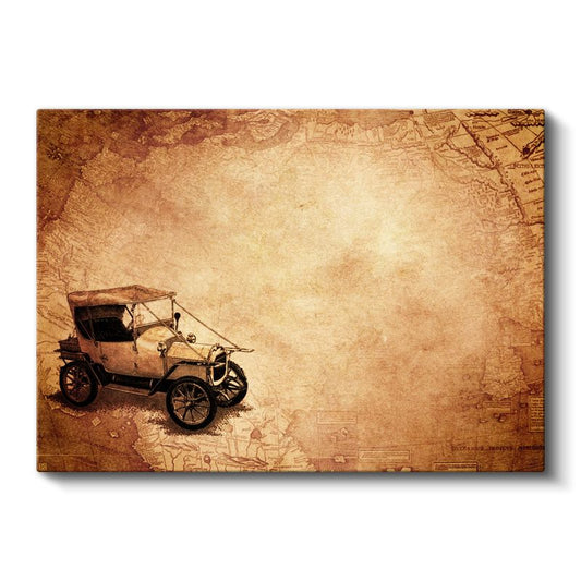 Antika Otomobil - Nostaljik Seyahat Temalı Kanvas Tablo