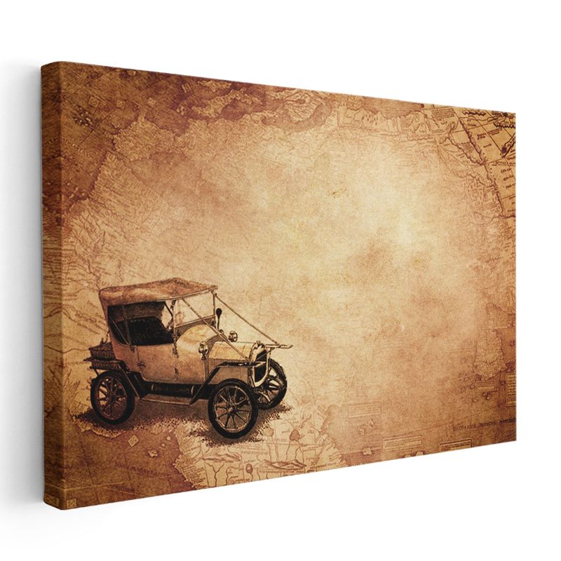 Antika Otomobil - Nostaljik Seyahat Temalı Kanvas Tablo