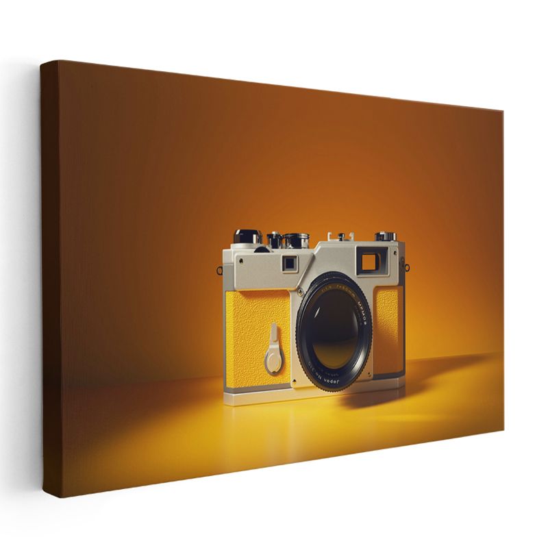 Sarı Fotoğraf Makinesi - Retro Tasarım Kanvas Tablo