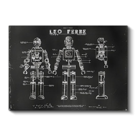 Robot Şeması - Vintage Teknik Çizim Kanvas Tablo