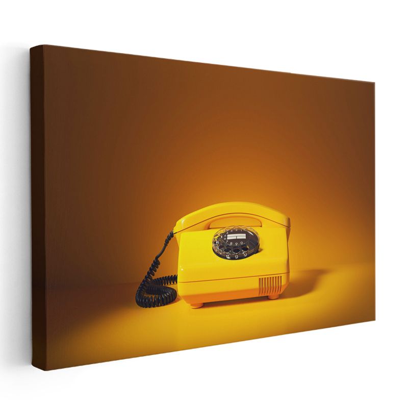 Sarı Telefon - Retro İletişim Cihazı Kanvas Tablo