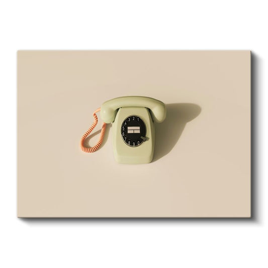 Krem Çevirmeli Telefon - Retro İletişim İkonu Kanvas Tablo