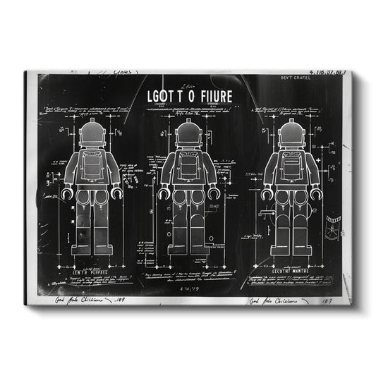 Oyuncak Figür Teknik Çizimi - Vintage Tasarım Şeması Kanvas Tablo