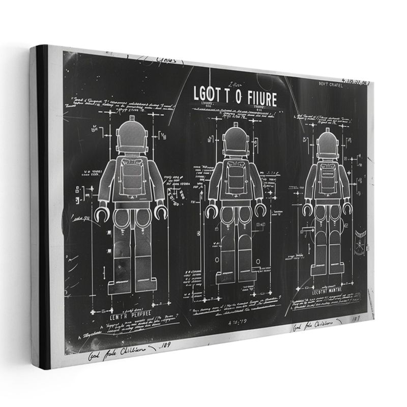 Oyuncak Figür Teknik Çizimi - Vintage Tasarım Şeması Kanvas Tablo