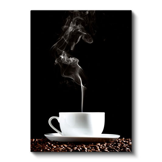 Sıcak Kahve - Buharı Tüten Fincan Kanvas Tablo
