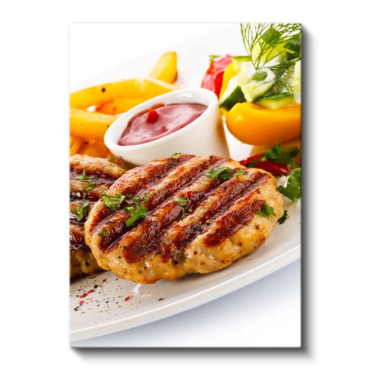 Izgara Köfte - Patates Kızartması ve Sos Eşliğinde Kanvas Tablo