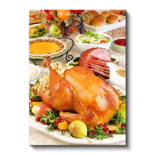 Geleneksel Ziyafet - Kızarmış Hindi ve Garnitürler Kanvas Tablo