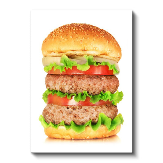 Çift Katlı Burger - Taze Sebzeli Lezzet Kanvas Tablo
