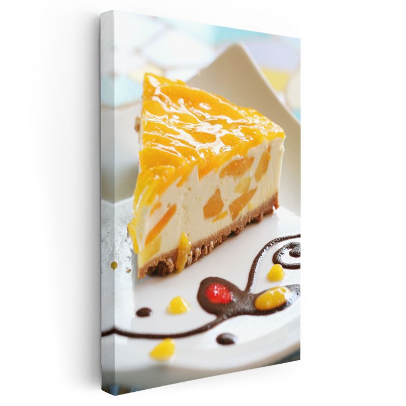 Mango Cheesecake - Tatlı Tutkunları İçin Lezzetli Dilim Kanvas Tablo