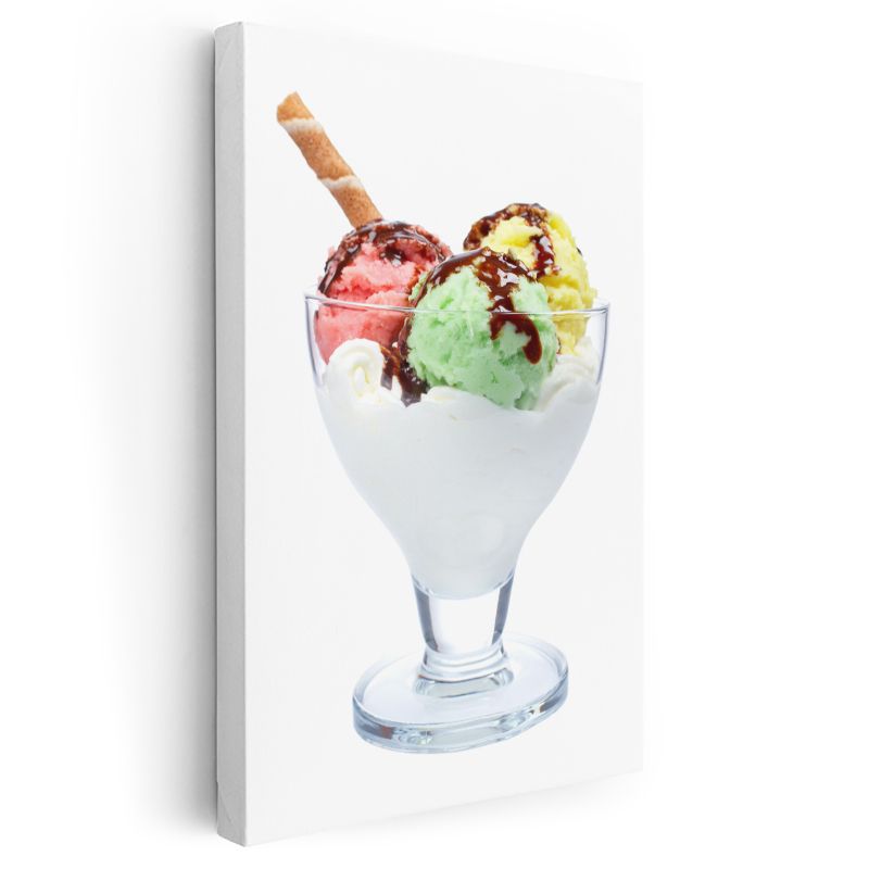Renkli Dondurma - Üç Renk Bir Arada Külah Kanvas Tablo