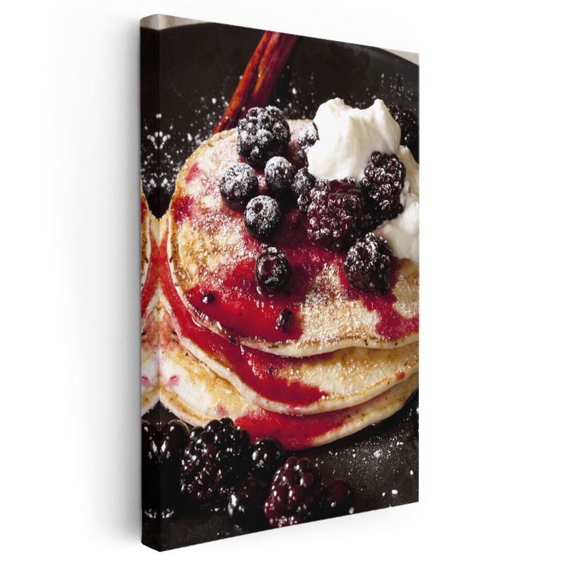 Böğürtlenli Pancake - Taze Meyveli Kahvaltı Lezzeti Kanvas Tablo