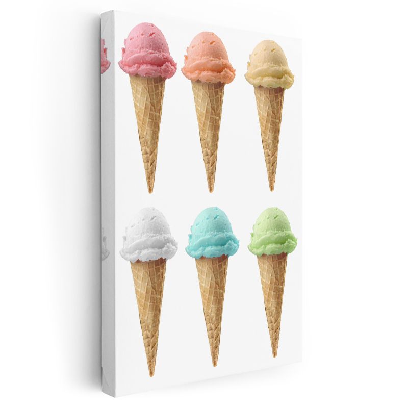 Renkli Dondurma Külahları - Altı Farklı Lezzet Bir Arada Kanvas Tablo