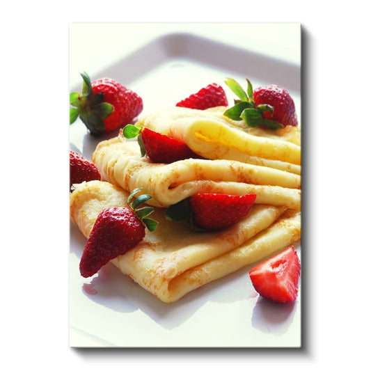 Çilekli Krep - Taze Meyveli Fransız Lezzeti Kanvas Tablo