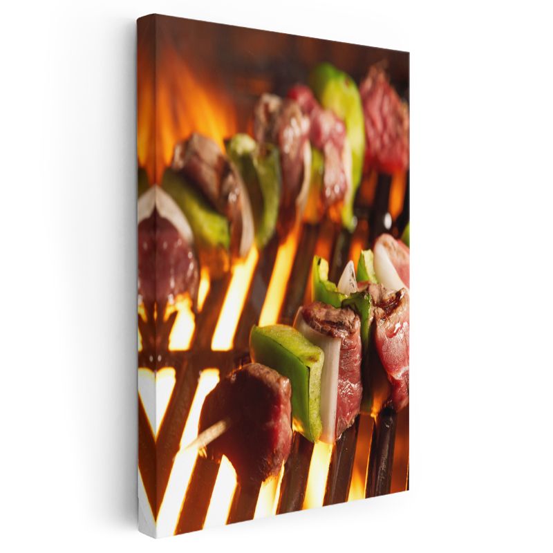 Mangal Şöleni - Ateşte Pişen Et Şişleri Kanvas Tablo