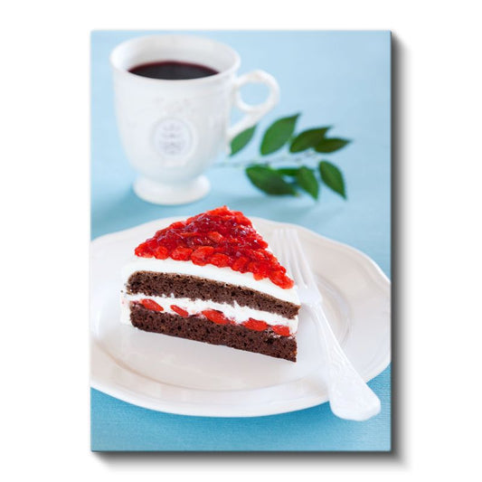Çilekli Çikolata Pasta - Kremşantili Kek Dilimi Kanvas Tablo
