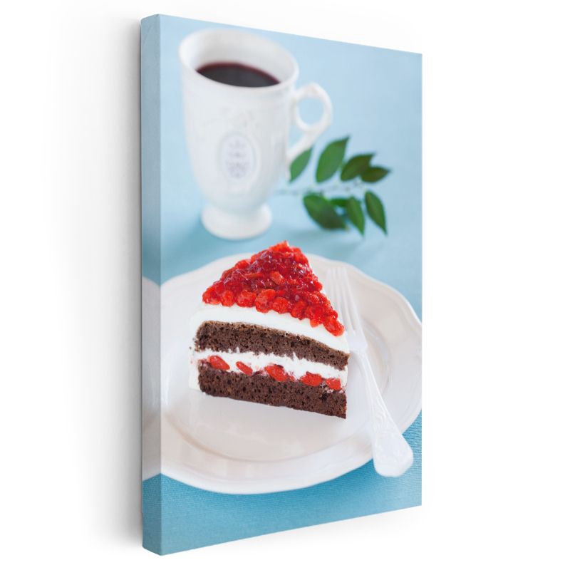 Çilekli Çikolata Pasta - Kremşantili Kek Dilimi Kanvas Tablo