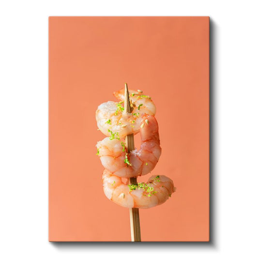 Narenciye Karides - Çubukta Sunulan Deniz Mahsulü Kanvas Tablo