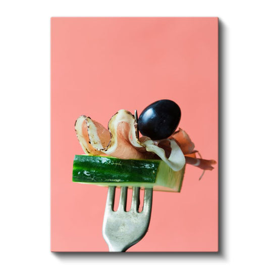 Deniz Lezzetleri - Çatal Üzerinde Gurme Sunum Kanvas Tablo