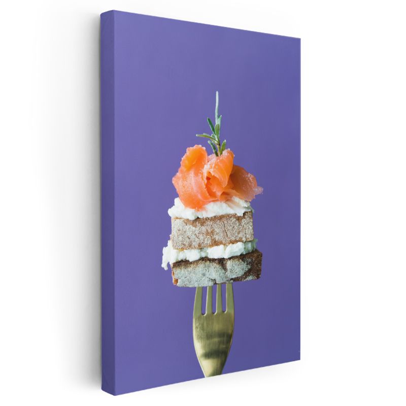 Somon Bruschetta - Çatalda Şık Sunum Kanvas Tablo