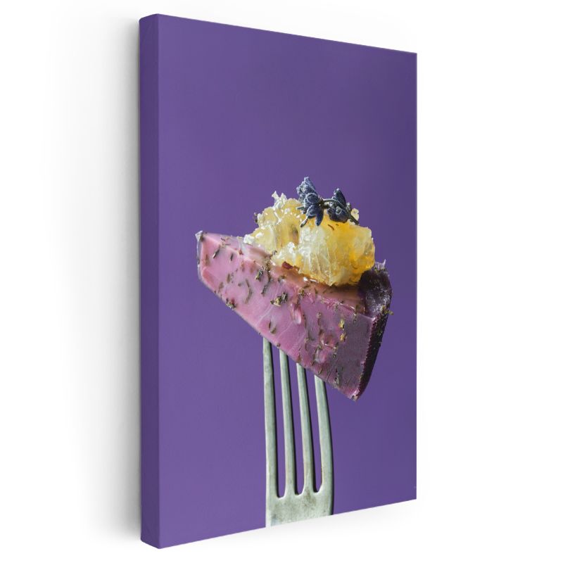 Pembe Pasta Dilimi - Meyve Garnitürlü Tatlı Kanvas Tablo