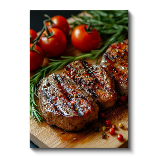 Izgara Biftek - Aromatik Baharatlar Kanvas Tablo