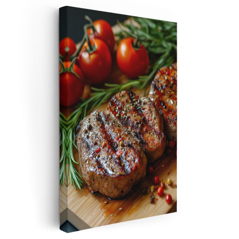 Izgara Biftek - Aromatik Baharatlar Kanvas Tablo