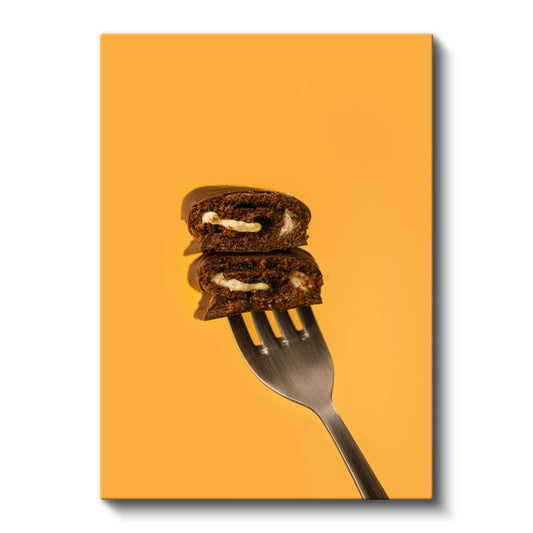 Çikolatalı Tatlı - Kremalı Brownie Dilimleri Kanvas Tablo