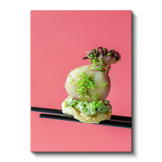 Deniz Mahsullü Dim Sum - Yeşil Garnitürlü Uzakdoğu Lezzeti Kanvas Tablo